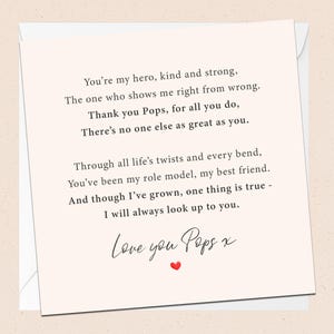 Love You Pops carte de voeux - papa - grand-père - carte d'anniversaire - fête des pères - toutes les occasions - juste pour dire - carte de fête des pères - poème pour pops