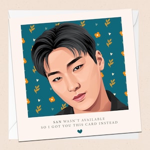 Carte de voeux San d'ATEEZ - avec enveloppe - carte d'anniversaire K-Pop - carte de Noël - vacances - félicitations - toute occasion - San ATEEZ