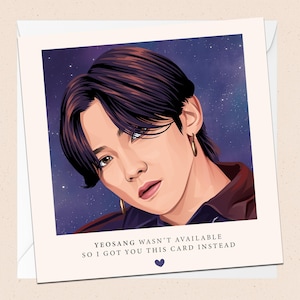Yeosang de ATEEZ Carte de voeux - Avec enveloppe - Carte d'anniversaire K-Pop - Carte de Noël - Vacances - Félicitations - Toute occasion