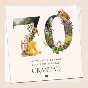 Happy 70 Grandad – Geburtstagskarte – Gartenarbeit – 70 Geburtstag – Geburtstagskarte – Opa Geburtstag – Gärtner – Siebziger