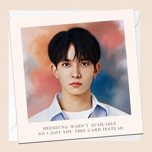 Heeseung de ENHYPEN Carte de voeux - Avec enveloppe - Carte d'anniversaire K-Pop - Carte de Noël - Vacances - Félicitations - Toute occasion