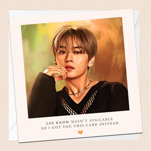 Lee weiß von Stray Kids Grußkarte - Mit Umschlag - K-Pop Geburtstagskarte - Weihnachtskarte - Urlaub - Glückwünsche - Jeden Anlass