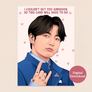 Jungkook imprimable à partir de carte de voeux BTS - téléchargement numérique - carte d'anniversaire K-Pop - téléchargement immédiat - carte de Noël