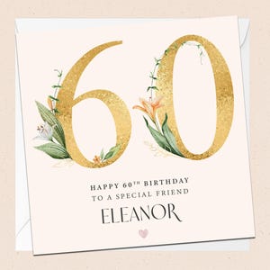 Carte personnalisée 60e anniversaire ami - 60e anniversaire - ami spécial - anniversaire - nom personnalisé - merveilleux ami - ami soixantième anniversaire