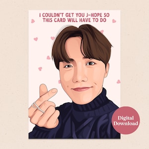 Druckbare J-Hope von BTS Grußkarte - Digital Download - K-Pop Geburtstagskarte - Sofort Download - Weihnachtskarte