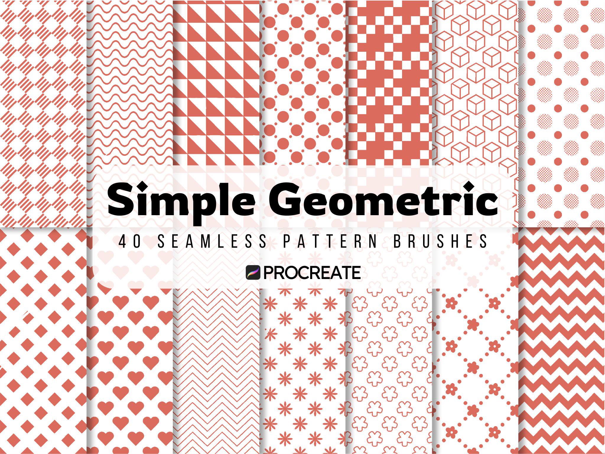 40 Pinceles de Patrones Geométricos sin Costuras para Procreate – Set Minimal de Fondos Enlosables