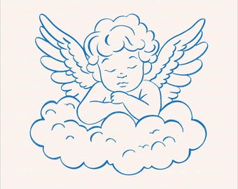 Cherub on Cloud SVG, Angel Vector Graphic (Digital Download)