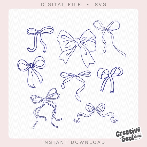 Hand drawn bows SVG, Hand drawn bows illustration clipart, Bows PNG, Bows Outlined SVG