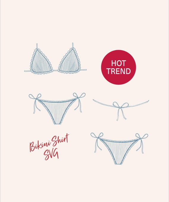 Bikini Set SVG, Trendy Bikini Shirt SVG Design