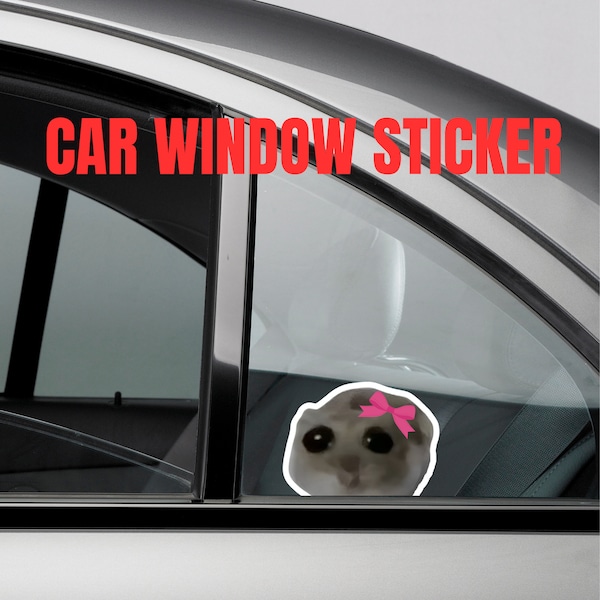 Stickers hamster drôles Autocollant viral meme hamster triste Tendance Autocollant numérique Tiktok Grands yeux Téléchargement gratuit Autocollant pour hamster pour fenêtre