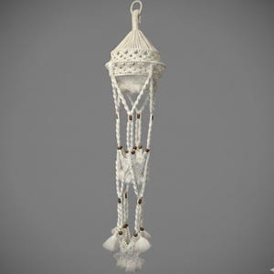 Vintage Mid Century MCM Macrame Fringe Double Plant Hanger Lamp Boho 5 Ft Tall