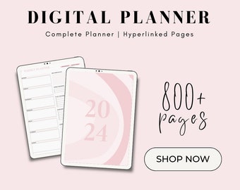 DIGITAL PLANNER 2024 Cute Pink Floral Printable Instant Download - Etsy