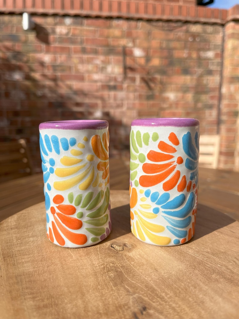 NEW! Mexican Tequila shot glass - Talavera Ceramic - Bachelorette shot glass, Hen & Stag do Shot Glasses, Bridesmaid gifts, wedding favors Multicolor