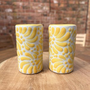 NEW! Mexican Tequila shot glass - Talavera Ceramic - Bachelorette shot glass, Hen & Stag do Shot Glasses, Bridesmaid gifts, wedding favors White and yellow