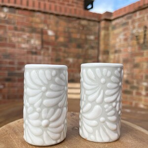 NEW! Mexican Tequila shot glass - Talavera Ceramic - Bachelorette shot glass, Hen & Stag do Shot Glasses, Bridesmaid gifts, wedding favors Grey and white