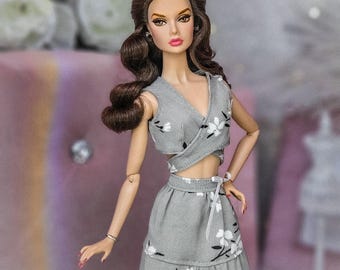 PDF Digital Pattern: Summer Costume - Top and Skirt for Integrity Toys, Poppy Parker, Fashion Royalty, Nu Face, with instructions