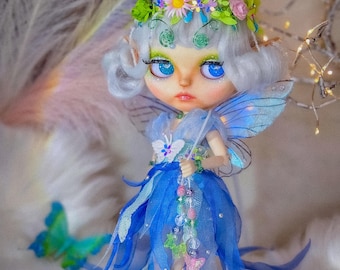 Halloween Custom Fairy Blythe Doll: OOAK Forest Elf Art Doll