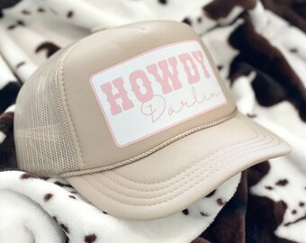 Youth Howdy Darlin' Trucker Hat, Girls Youth Trucker Hat, Summer Trucker Hat, Country Trucker Hat, Trendy Youth Hat, Cowgirl Trucker Hat