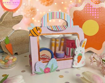 Easter Activity Box for Kids, Easter Basket Alternative, Bunny Gift Box with Playdoh, Crayons & Bubbles, Toddler Easter Gift, Egg Hunt Favor