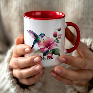 PERSONALIZED Hummingbird Watercolor Mug, Custom Hummingbird Mug, Personalized Hummingbird Gift, Hummingbird, Animal Mug