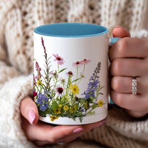 Aquarell Blumen Tasse, Bunte Blumenmuster Kaffeetasse, Einzigartige Botanische Kunst Tasse, Künstlerische Blumenmuster Tasse, Geschenke für Pflanzenliebhaber