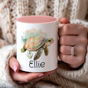 PERSONALISIERTE Schildkröte Kaffeetasse, BENUTZERDEFINIERTE Tier-Liebhaber-Geschenk, Aquarell Keramiktasse, personalisiert, Navidad, Weihnachten, Becher, 11 Unze