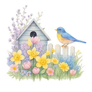12 flores de primavera, macizo de flores, imágenes prediseñadas PNG • Gráficos de álbumes de recortes para POD, sublimación, tarjetas de descarga digital • Paquete jpeg • PetalandTwigCrafts
