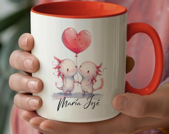 Personalized Axolotl Watercolor Mug, Cute Animal Mug