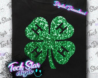 4H Faux Sequins Clover 4H Club Digital Download PNG