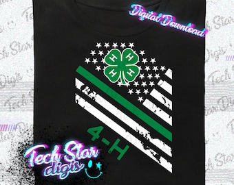 4H Tattered Flag 4H Club Digital Download PNG & SVG
