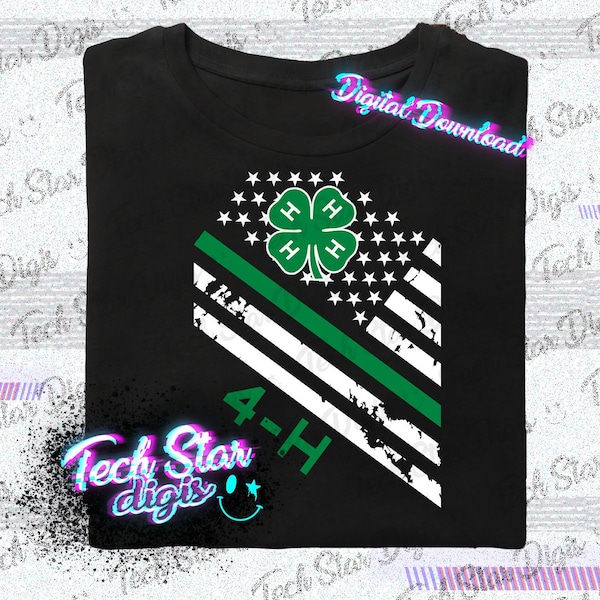 4H Tattered Flag 4H Club Digital Download PNG & SVG
