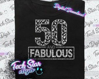 50 And Fabulous Faux Glitter Digital Download PNG