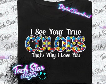 Autism Awareness True Colors Puzzle Pieces Digital Download