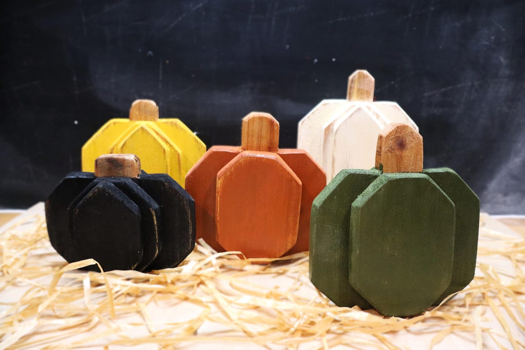 Handcrafted Wooden Pumpkins - Rustic Fall Decor Set (assorted Colors ...