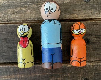 Garfield Handpainted Wooden Peg Dolls/People