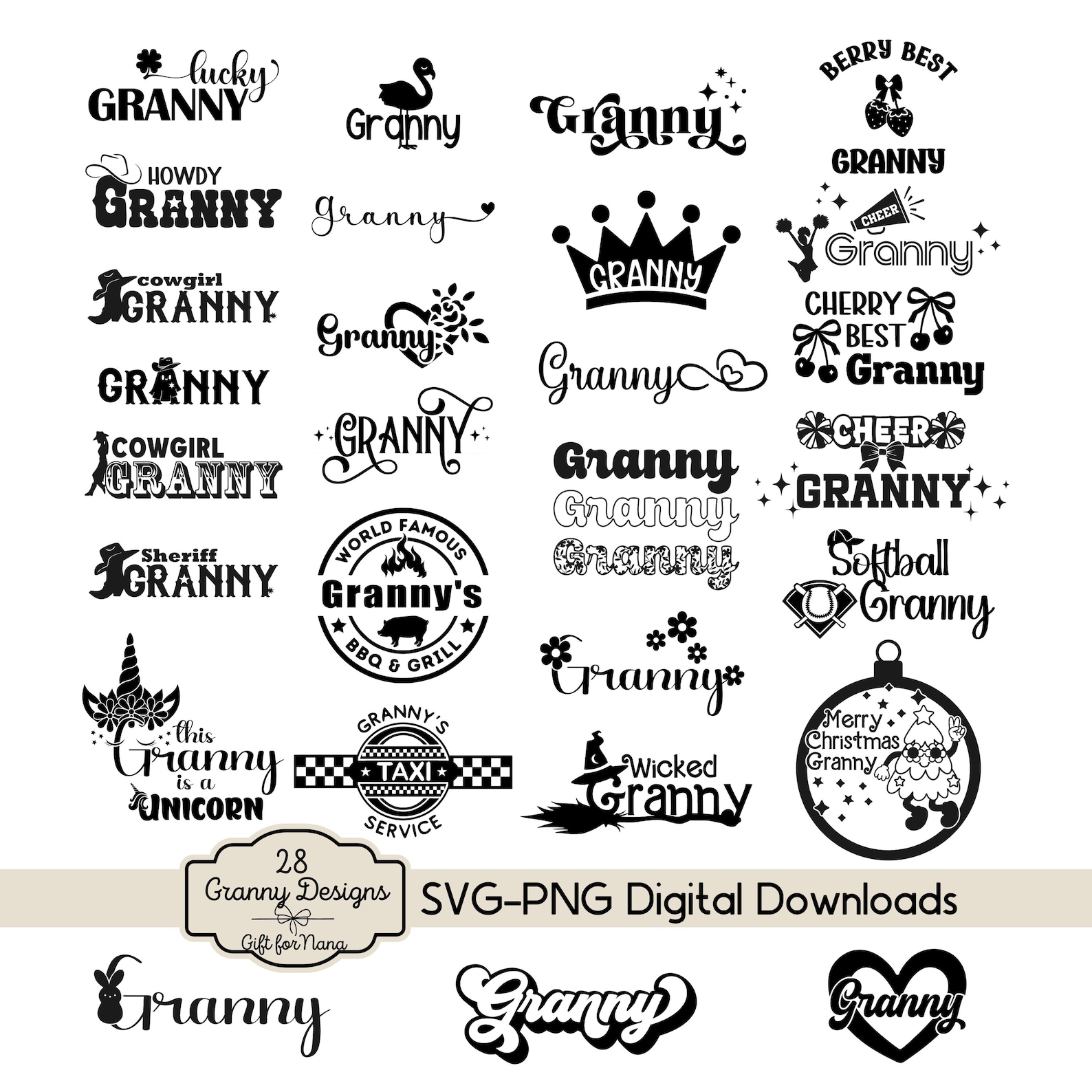 Granny SVG Bundle Digital Download - Etsy