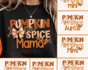 Höstmamma PNG-paket, pumpakrydda-sublimeringsdesign, matchande mamma mini-faster, bästa nana, mimi, gigi, mormor, mysiga vibbar, familjetröjor, PNG