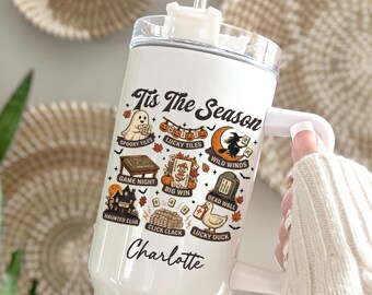 Custom Mahjong Halloween Tumbler 40oz, Ghost Mahjong Cup, Fall Travel Mug, Mahjong Lover Gift