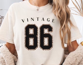 Comfort Colors 1986 Birthday Shirt, Retro 40th Birthday Tee, Custom Year Birthday Gift, Classic Vintage Shirt for Women