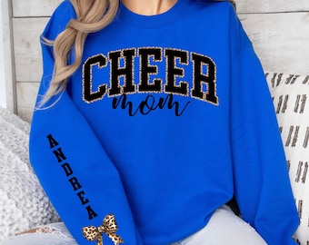 Cheer Mom Sweatshirt, Sport Mom Sweatshirt, Sport Mom Shirt, Cheer Mom Shirt, Custom Cheer Sweatshirt with Name on Sleeve, Sport Sweatshirt