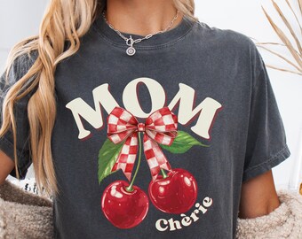 Comfort Colors Vintage Cherry Mom T-Shirt: Coquette Cherries Tee