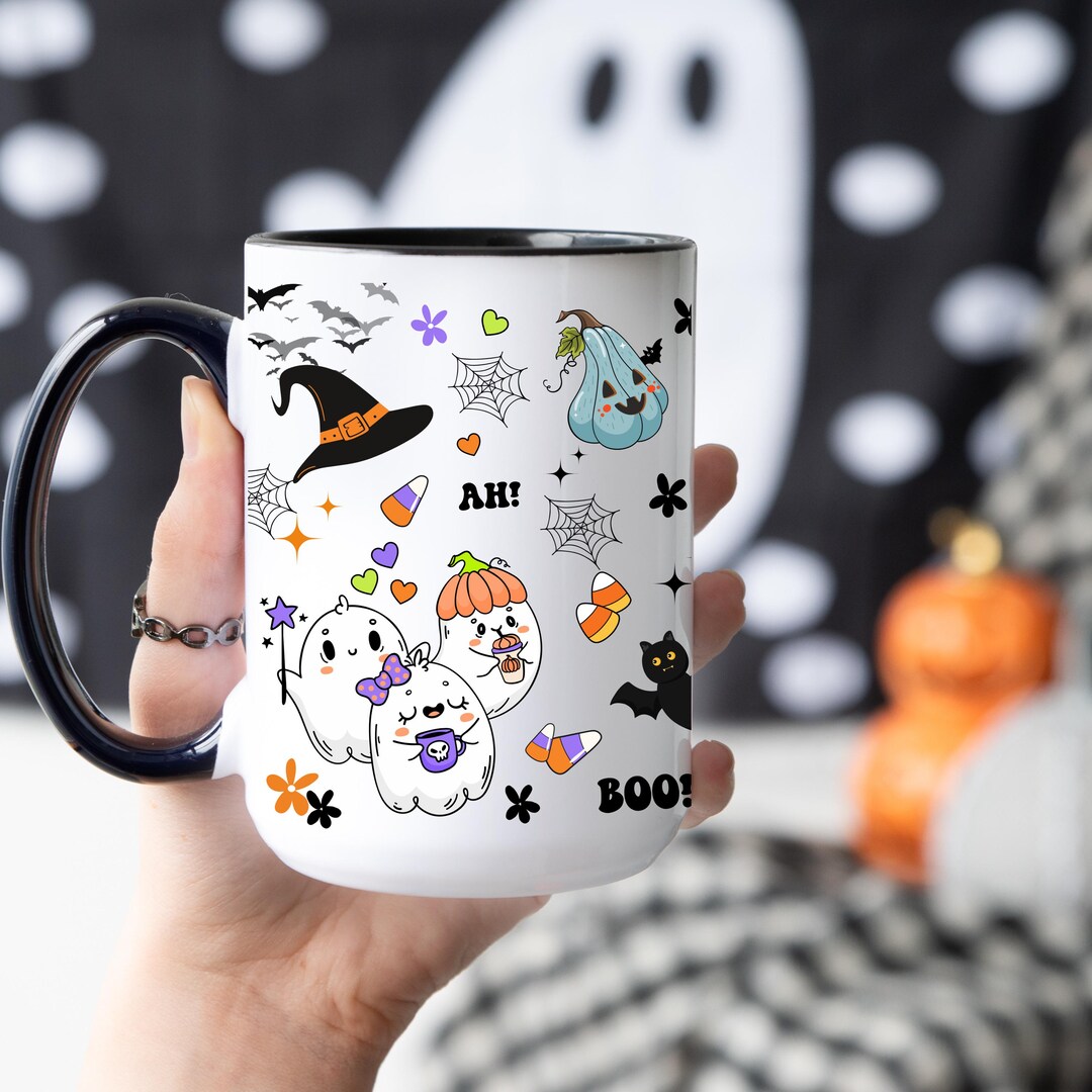 Spooky Cute Ghost Mug Halloween Hostess Gift Festive Ceramic Coffee 