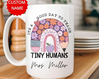 Personalized Rainbow Mug for Teacher, Custom Teacher Mug, Teacher Appreciation Gift, Teacher Thank You Gift, Custom Teacher Mug with Name.