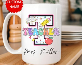 Personalized Teacher Mug: Custom Monogram Coffee Cup