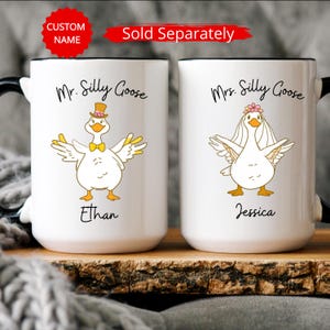 Personalized Mr and Mrs Silly Goose Mug, Wedding Mug, Engagement Coffee Mug, Gift For Couples, Couple Matching Mug, Couple Name Mug