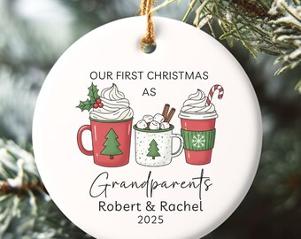 Custom New Grandparents Ornament, First Christmas as Grandma & Grandpa Keepsake, Baby Reveal Ornament Gift, New Baby Christmas Bauble