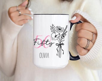 Custom Fifty Birthday Mug, 50th Birthday Mug, 50th Birthday Cup, Personalized 50th Birthday Gift, Custom Best Friends, Gift for 50 year old
