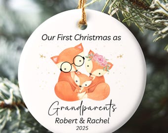 Personalized New Grandparents Ornament, First Christmas as Grandparents Gift, New Grandma & Grandpa Ornament, Baby Announcement Bauble