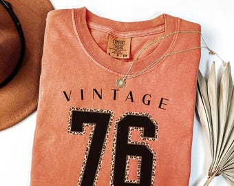 Vintage 1976 Birthday Shirt, Retro 50th Birthday Tee, Custom Year Birthday Gift, Classic Vintage Shirt for Women