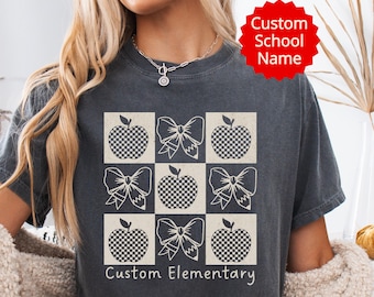 Custom Elementary School Shirt, Personalized Comfort Colors School Teacher Shirt,  Back to School, School Spirit Shirt, First Day of School